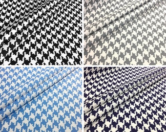 Houndstooth Upholstery Fabric, Geometric Pied De Poule, Polyester Cotton Blend