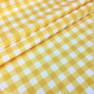 Yellow White Gingham Fabric, Checked Upholstery Fabric By The Yard, Buffalo Check Fabric, Robert Kaufman Canvas Fabric Print, Buffalo Plaid