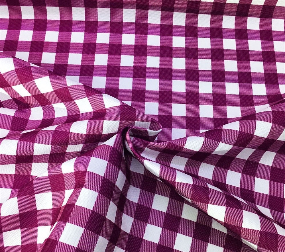 Grape Purple White Gingham Shantung 764 Fabric main image 1