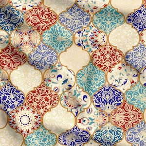 Marrakech Moroccan Fabric, Bohemian Upholstery Fabric By The Yard, Arabian Canvas Fabric For Curtain Furniture Pillow, Marrakech Art Fabric