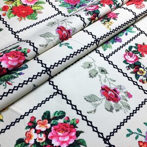 Patchwork Fabric By The Yard, Vintage Floral Fabric Panels, Floral Canvas Upholstery Fabric, French Style Vintage Flower Print Fabric