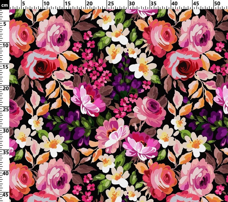 Pink Purple Rose Upholstery Fabric by the Yard, Shabby Chic Floral ...