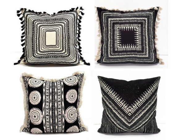 Black Gray Native American Pillow Covers Bohemian Rug Cushion Cover Boho Pillow Farmhouse Style Southwestern Outdoor and ndoor Pillowcase Etsy Canada
