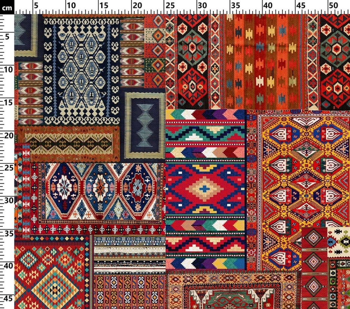 Bohemian Kilim Fabric Patchwork Upholstery Fabric by the Etsy