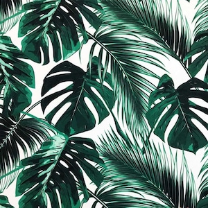 Bright Dark Green Monstera Leaves Fabric, Hawaiian Fabric, Tropical Fabric, Block Print Fabric By The Yard, Botanical Upholstery Fabric