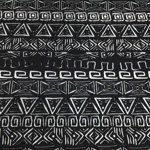 Southwest Fabric, Black White İkat Upholstery Fabric By The Yard, Aztec Mexican Fabric, Native Tribal Patterns on Canvas Fabric