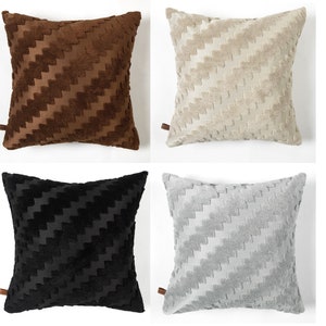 Punch Needle Embroidery Chevron Pillow Covers, Tufted Pillows, Boho Throw Pillow Covers, Punch Needle Pillows on Jacquard Fabric