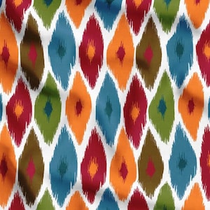 İkat Fabric, Colorful Geometric Design İkat Upholstery Fabric By The Yard, Abstract Canvas Fabric For Chairs or Cushions