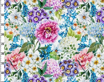 Tessuto per tappezzeria con motivi floreali botanici colorati – Stampa Lush Garden 56″ Tela tagliata su misura