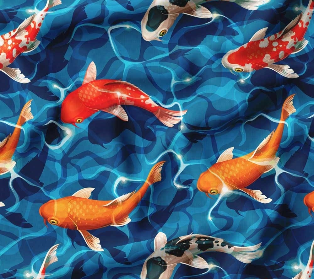 Koi Fish Fabric, Japanese Fabric by the Yard, Orange Red White Colorful Koi  Fishes Print Upholstery Fabric, Gift for Home Decor Asian Fabric 