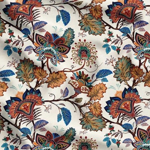 Vintage Tapestry Fabric, Upholstery Fabric By The Yard, Vintage Floral Fabric, Retro Flower Garden Canvas Fabric, Chintz Fabric