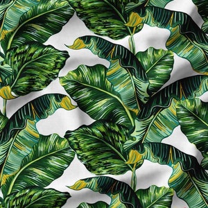 Green Tropical Leaf Fabric, Banana Leaves Upholstery Fabric, Hawaiian Fabric, Botanical Fabric By The Yard, Large Leaf Canvas Fabric
