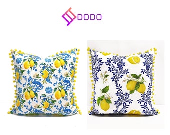 Lemon Citrus Garden Pillow Cover, Schumacher Fruit Throw Cushion