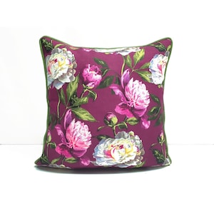 Purple Floral Pillow Cover, Peony Flower Cushion, Farmhouse Country Style Pillow, Outdoor Or Indoor Pillow Cover, Purple Throw Pillow Cover