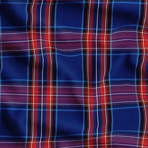 Red Navy Blue Tartan Fabric, Plaid Fabric By The Yard, Upholstery Fabric, Check Tartan Fabric Fashion, Red Navy Blue Folk Fabric Plaid