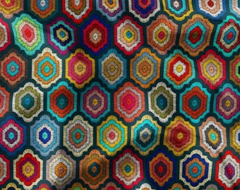 Bohemian Moroccan Fabric, Colorful Embroidery Look Print Fabric By The Yard, Chair Furniture Pillow Curtain Upholstery Fabric, Canvas Fabric