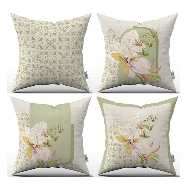 Green Floral Pillow Etsy