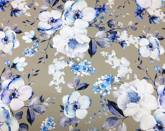 Tkanina obiciowa kwiatowa cięta na wymiar, Blue White Roses, Ruby Star Society