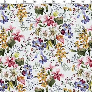 Botanical Vintage Floral Garden Fabric, Riley Blake Fabric, Vintage Fabric By The Yard, Canvas Upholstery Fabric, Block Print Fabric