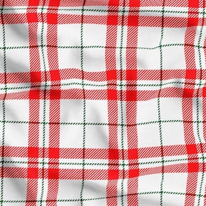 Tessuto tartan, tessuto a quadri rossi e bianchi, tessuto a quadri Buffalo tagliato su misura, tessuto a quadretti Gingham, tessuto per tappezzeria geometrico, pannello in tessuto natalizio