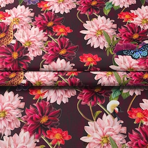 Tula Pink Fabric, Parisville (Deja Vu), Free Spirit Fabric, Quilting Canvas Fabric By The Yard, Flowers and Animals African Pattern Fabric