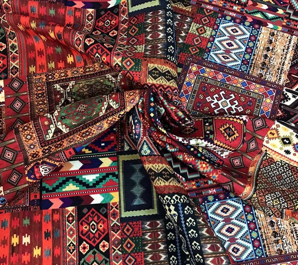 Bohemian Kilim Fabric Patchwork Upholstery Fabric by the Etsy