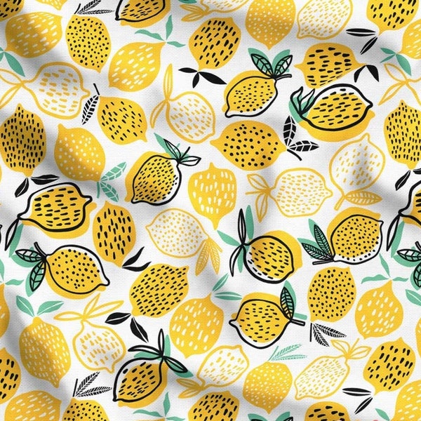 Modern Lemon Print Upholstery Fabric by the Yard, Schumacher Fabric, Lemon Fabric for Drapery or Kitchen Decor Fabric, Fruit Citrus Fabric