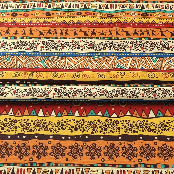 African Fabric by the Yard, Mudcloth Print Fabric, Traditional African Tribal Upholstery Fabric, Kwanzaa Pattern Crafting Fabric