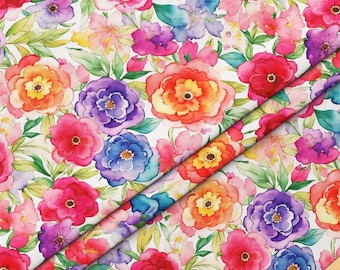 Kleurrijke aquarel bloemen bekledingsstof op maat gesneden, artistiek modern interieur