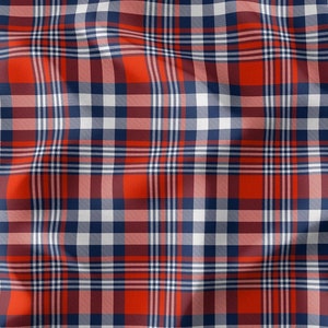 Red Blue Plaid Fabric By The Yard, Tartan Upholstery Fabric, Stewart Plaid Fabric, Canvas Fabric, Buffalo Plaid Checkered Craft Fabric