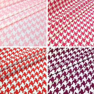Houndstooth Upholstery Fabric, Pink Fuchsia Red Purple White Color Houndstooth Fabric By The Yard, Houndstooth Print Geometric Fabric