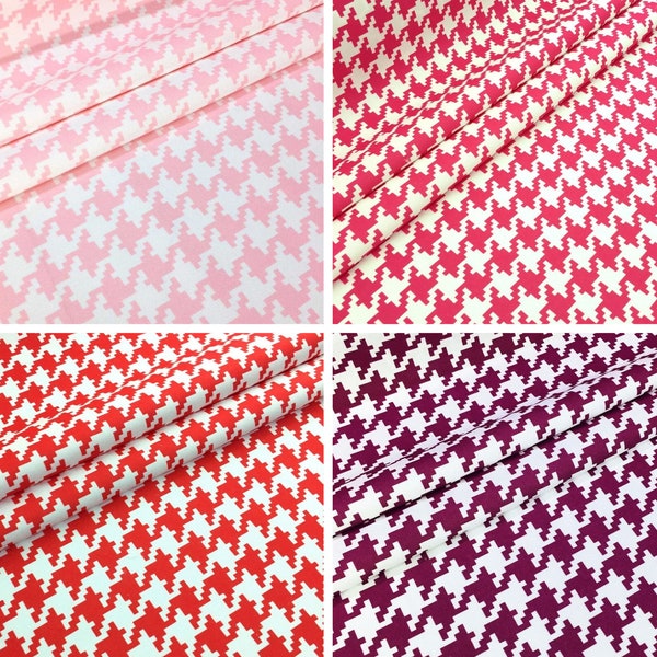 Houndstooth Upholstery Fabric, Pink Fuchsia Red Purple White Color Houndstooth Fabric By The Yard, Houndstooth Print Geometric Fabric