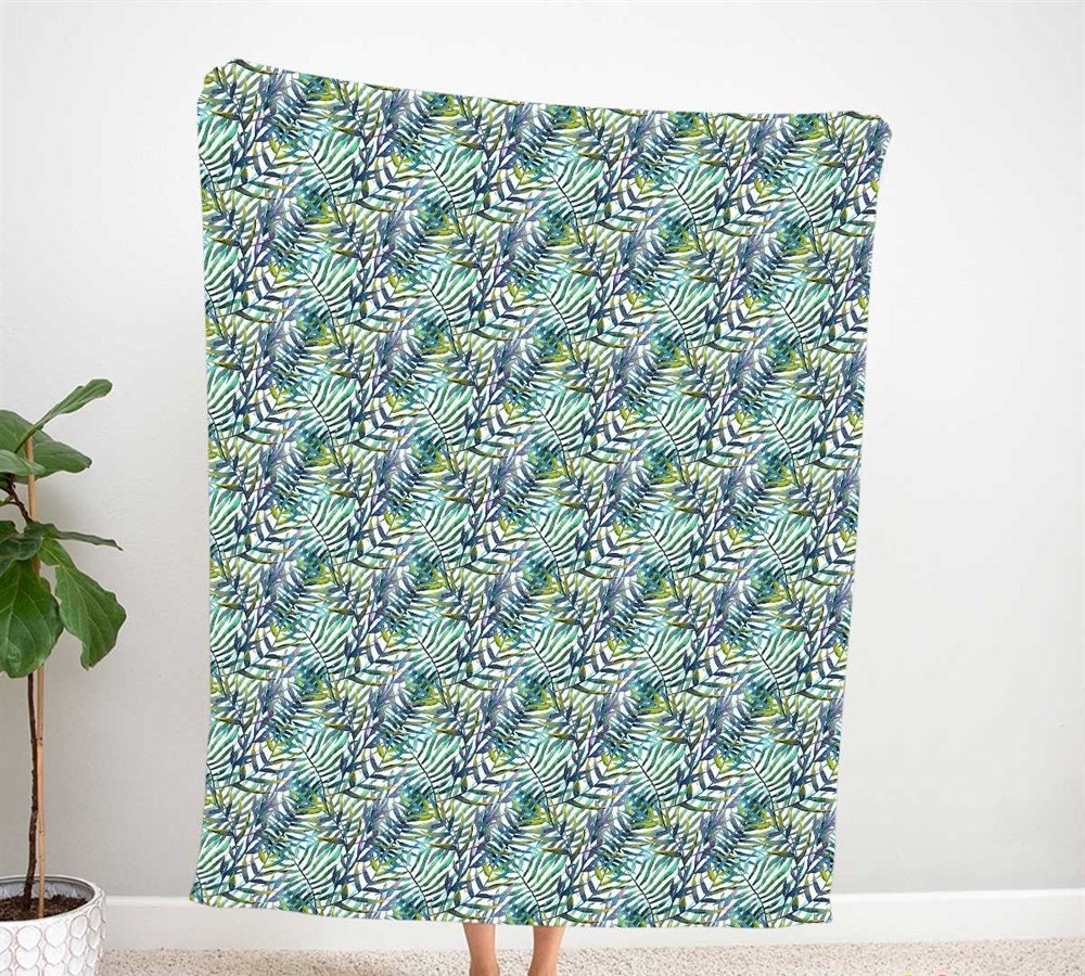 Block Print Leaves Fabric by the Yard Watercolor Palm Leaves - Etsy