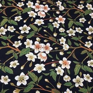 Japanese Cherry Blossom Upholstery Fabric, Oriental Japanese Flowers Fabric By The Yard, Asian Canvas Fabric for Chair Drapery Furniture