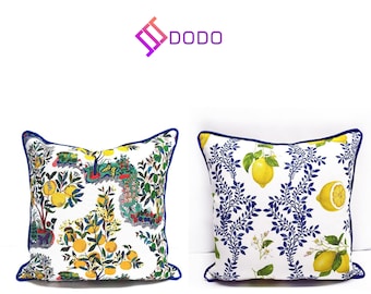 Lemon Tree Pillow Cover, Schumacher Fabric, Farmhouse Patio Decor