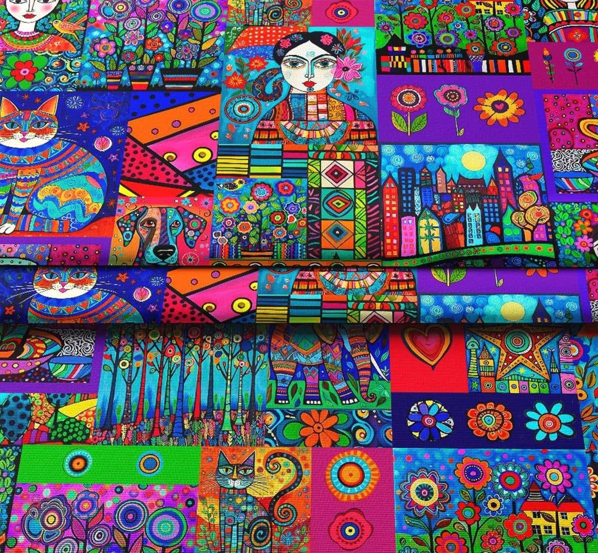 Alexander Henry-pop Art Patchwork Fabric by the Yard, Colorful Canvas ...