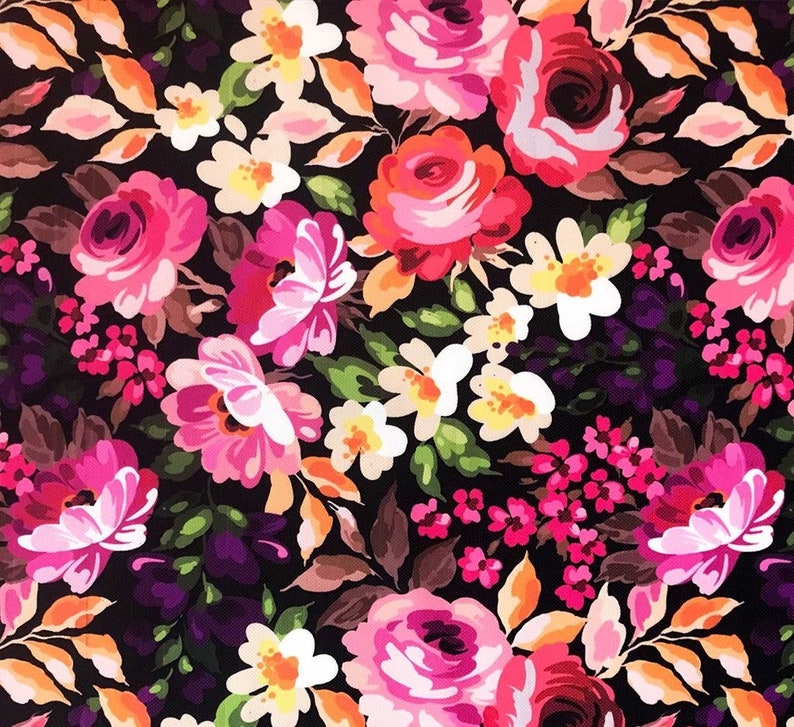 Pink Purple Rose Upholstery Fabric by the Yard, Shabby Chic Floral ...