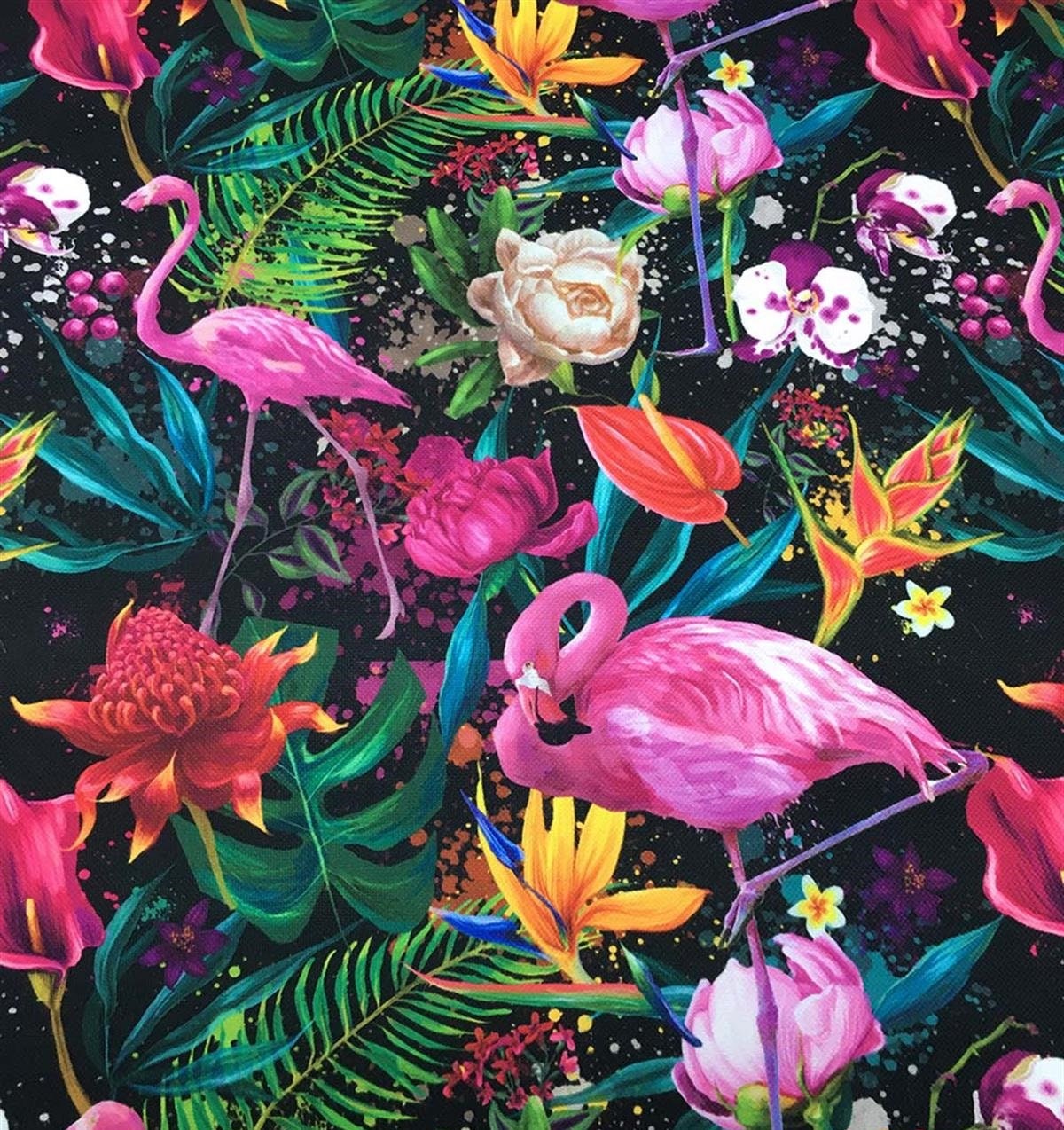 Tropical Flowers and Flamingo Pattern Fabric, Tula Pink Fabric ...