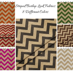 Burlap Chevron Fabric By The Yard, Vintage Fabric, Zigzag fabric, Geometric Upholstery Fabric, Linen Look Striped Fabric, Sewing Fabric