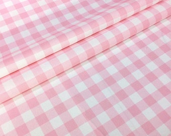 Rosa weißer Gingham-Stoff, Buffalo Check Robert Kaufman Canvas, Polsterstoff Schüttware