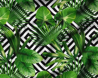 Tropical Leaf Upholstery Fabric by the Yard – Botanical Canvas Fabric