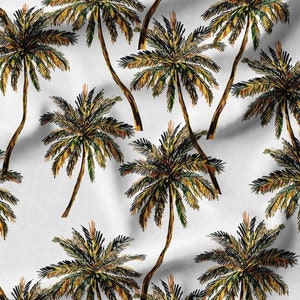 Hawaiian Fabric, Vintage Tropical Palm Trees Fabric, Designer Fabric By The Yard, Leaves Upholstery Fabric, Tropical Canvas Fabric