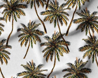 Tela de tapicería vintage de palmera hawaiana cortada a medida, decoración retro isleña para el hogar.