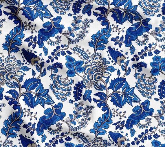 Blue tapestry fabric hotsell