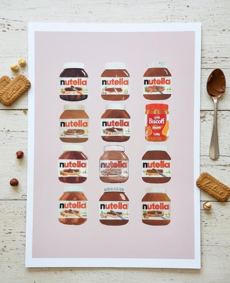 Nutella and Biscoff Foodie Art Print, A4 - Etsy