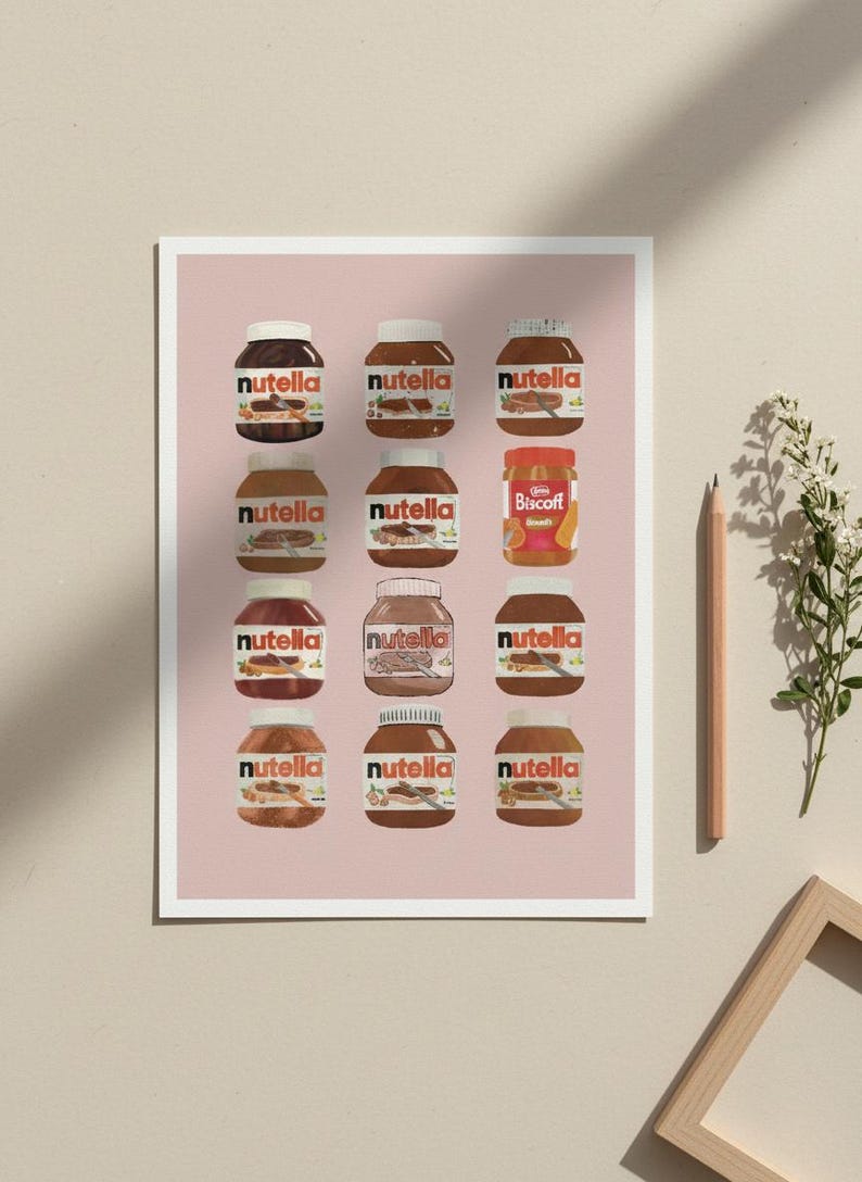 Nutella and Biscoff Foodie Art Print, A4 - Etsy