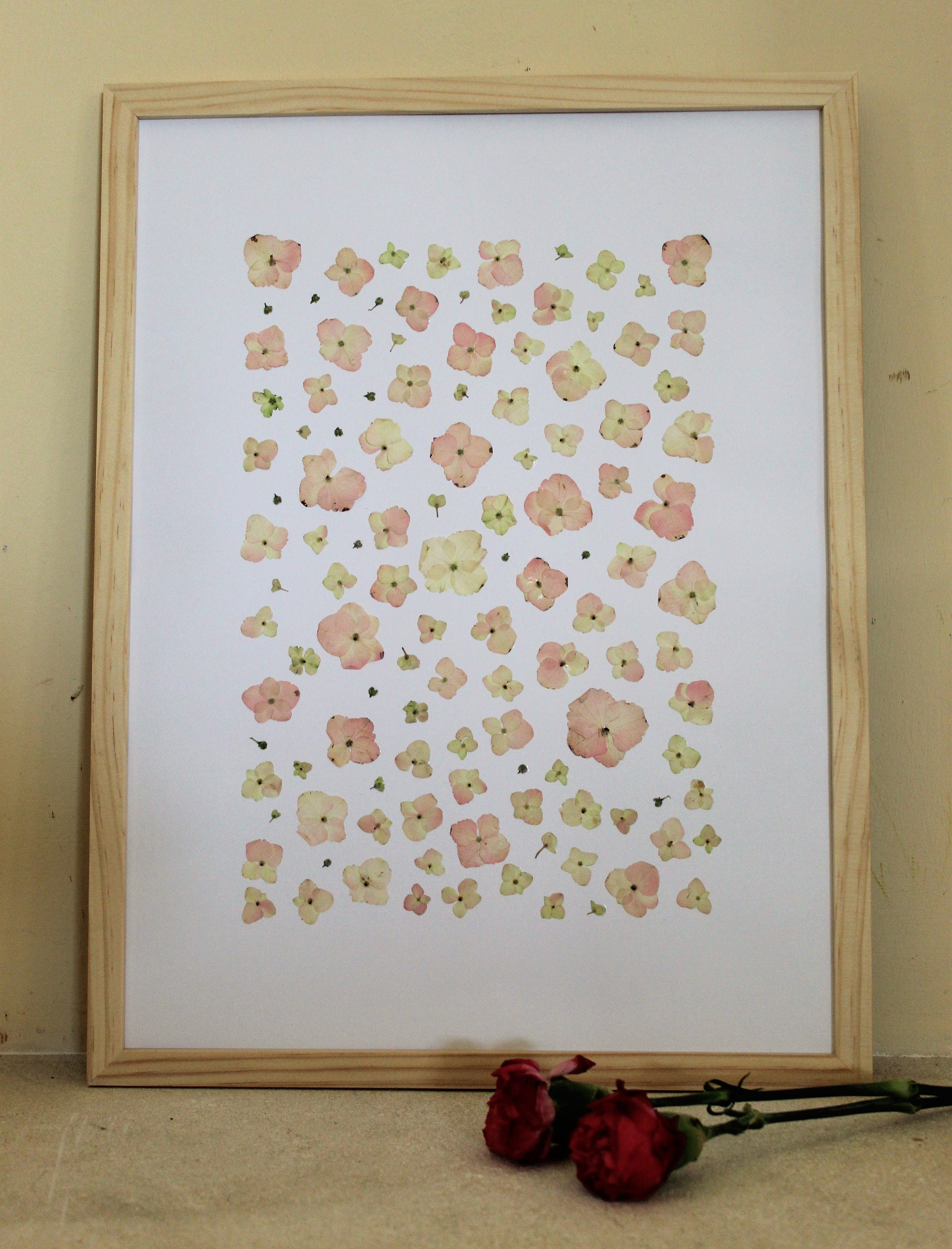 La Douce Réalisé avec Des Fleurs d'hortensias Roses Pastel