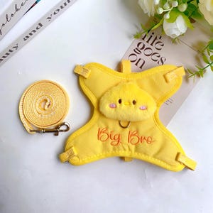 Yellow Plush Chicken Toy Cat Harness, Escape Proof Cat Harness, Embroidered Cat Harness and Leash Set, Custom Cat Harness with Name,Cat Gift