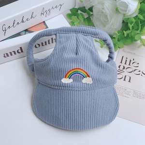 Creative Embroidered Cap For Dog, Custom Rainbow Cap For Dog, Cute Sun Cap for Dogs, Baseball Cap For Dog, Summer Pet Hat, Dog Gift