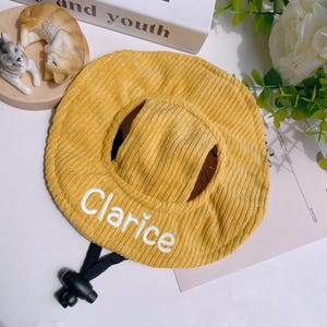 Custom Bucket Hat, Embroidered Dog Cap, Puppy Hat With Name, Sun Protection Cap, Hats for Dogs, Travel Hat for Dog Cat Pet, Pet Accessories
